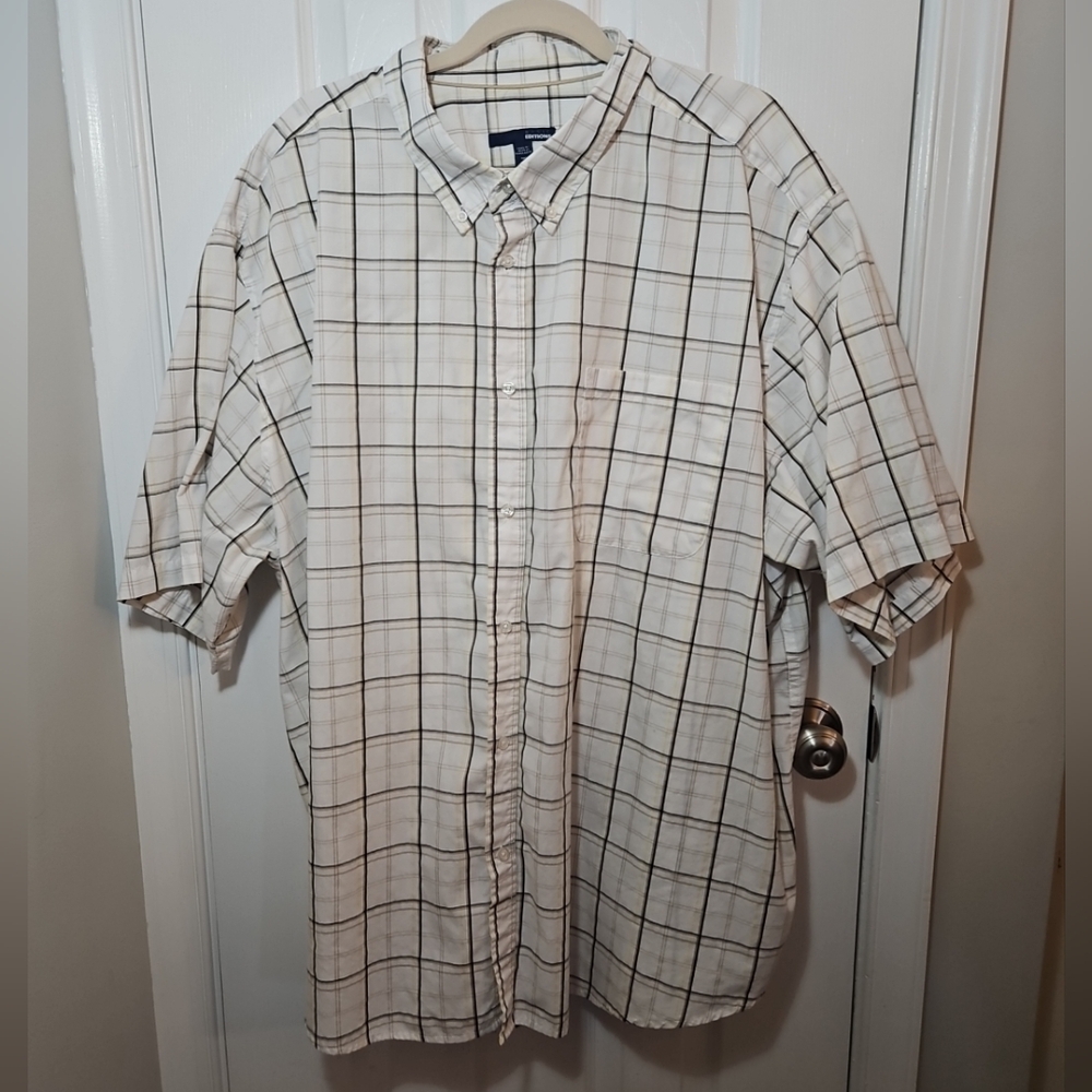 Basic Editions Short Sleeve Button Down Men's 4XL